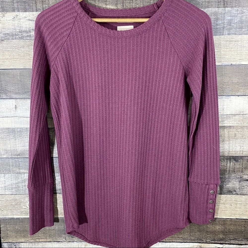 Chaser Purple Pink Waffle Knit Cuffed Thermal Top S Minimalist